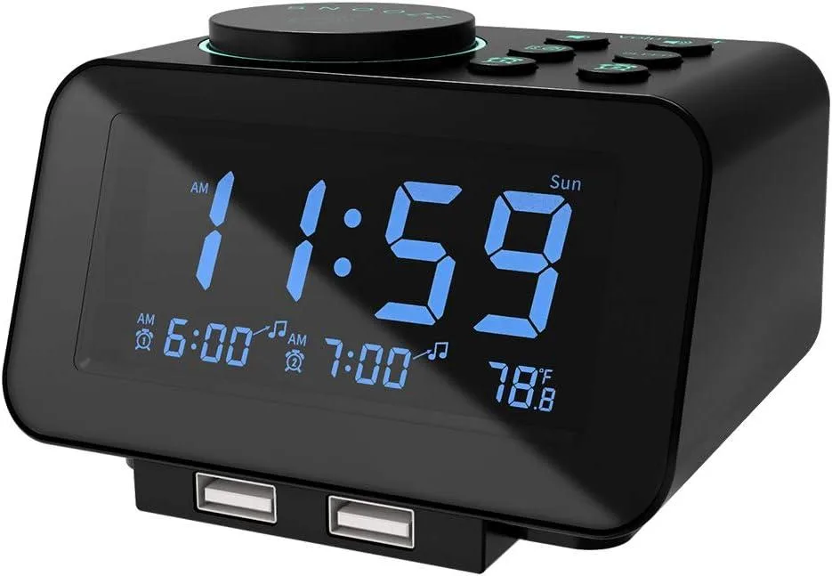 KEHIPI KEHIPI UE-168 Digital Dual Alarm Clock Radio Black — product photo