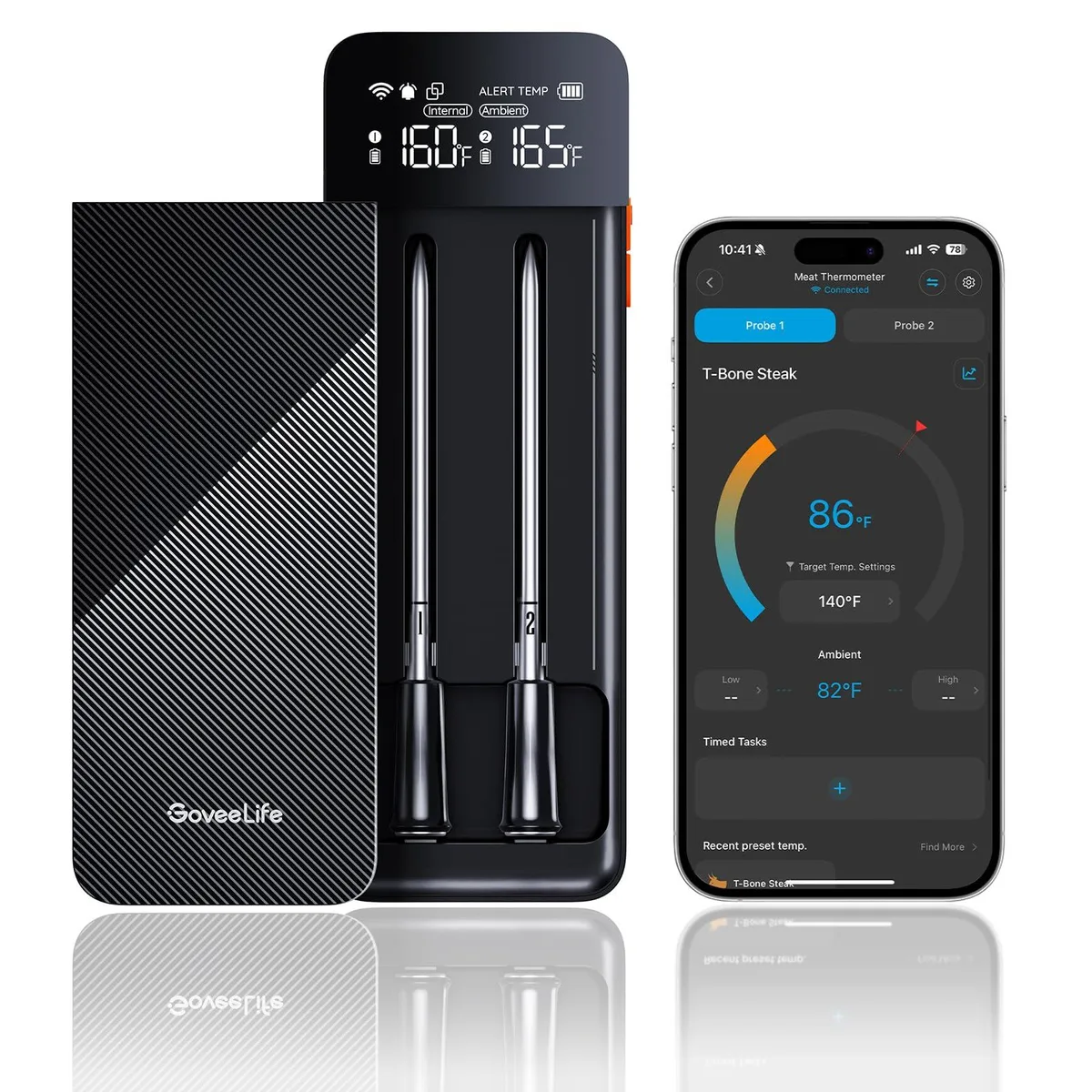  Govee H5192 Wireless Meat Thermometer 2 Probes ±1.8°F 500ft WiFi Bluetooth Black — product photo