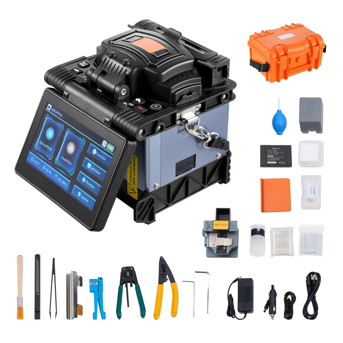 VEVOR VEVOR Fiber Fusion Splicer ALK-T5 6 Motor Core Alignment 5" Touch Screen 7800mAh — product photo