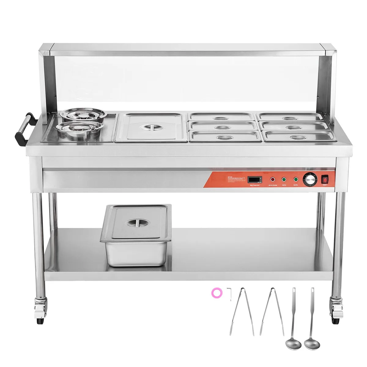 VEVOR VEVOR Commercial Food Warmer 8 Pans 2 Pots 1800W Stainless Steel — product photo