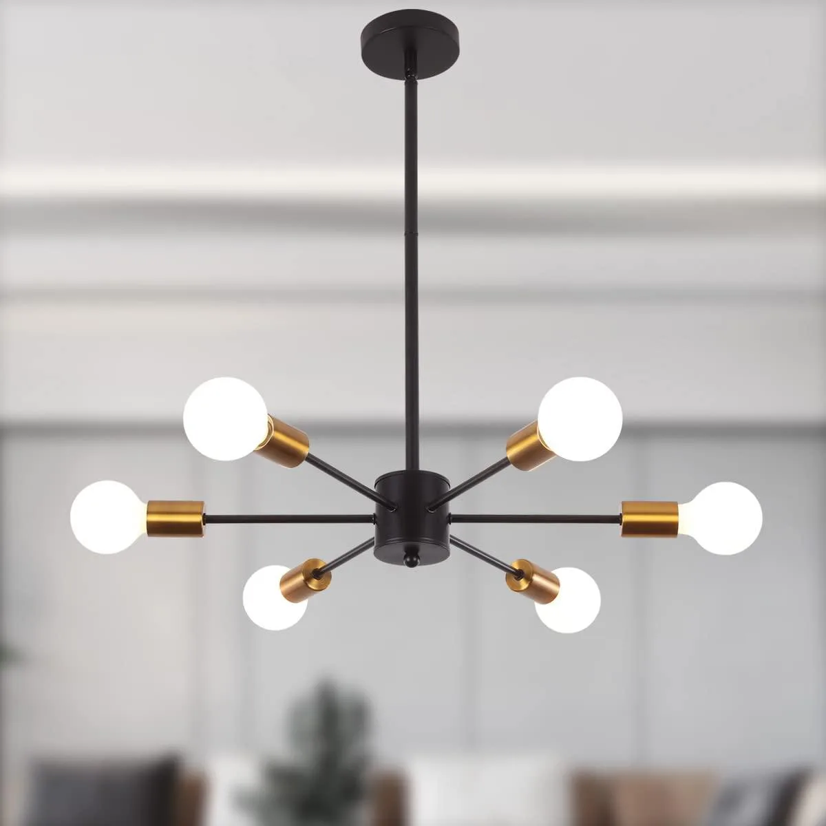 Garwarm Garwarm Modern Sputnik Chandelier 6-Light E26 Black — product photo