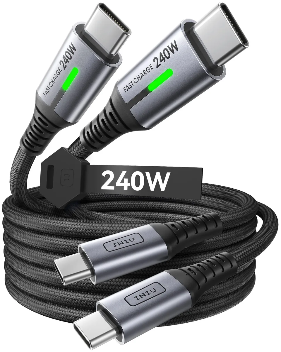 Thinium USB C to C Cable 240W 6.6ft+6.6ft Black — product photo