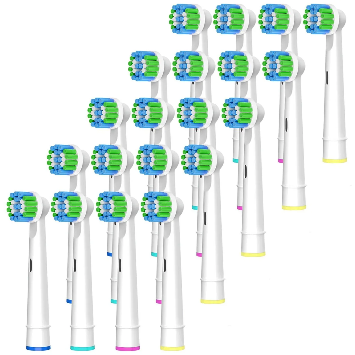 White replacement brush heads in a 20-pack box
