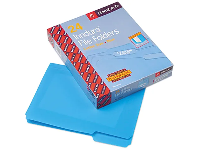 Smead Smead 10503 file folder, 1/3 cut top tab, letter, blue, 24/box — product photo