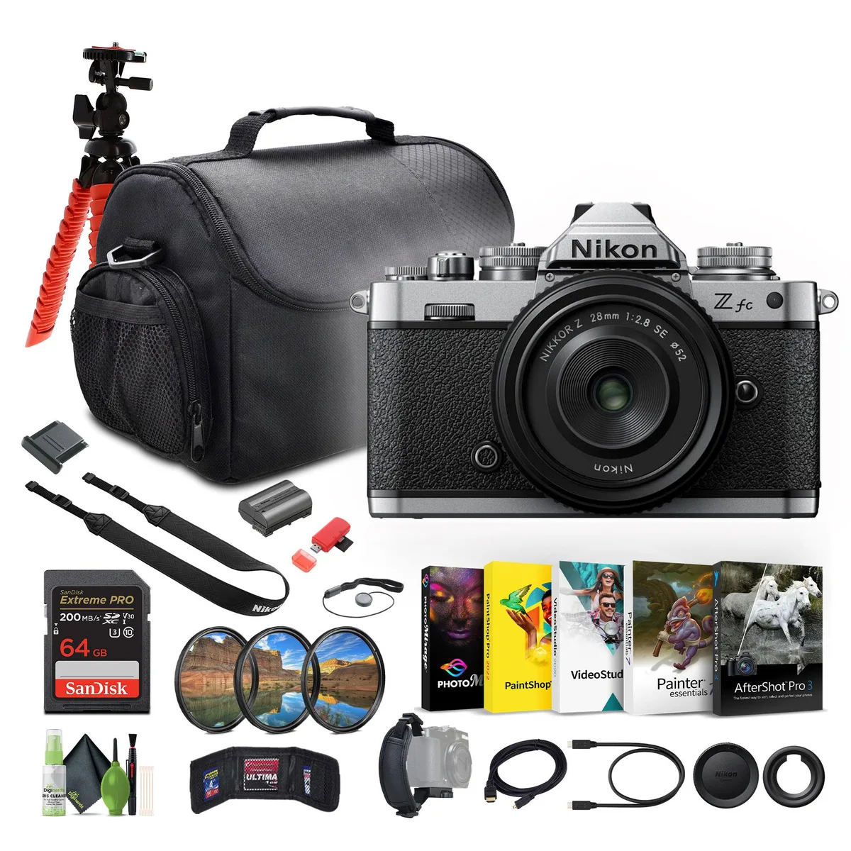 Nikon Inc Nikon Z fc 20.9MP Mirrorless Camera Black 28mm f/2.8 Vlogging Tripod Bundle — product photo