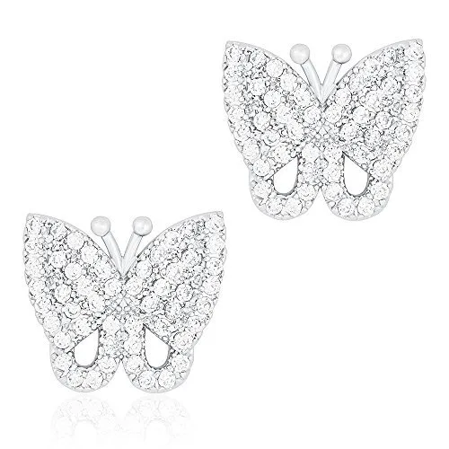 ORROUS &amp; CO ORROUS &amp; CO 18K White Gold Plated Cubic Zirconia Butterfly Stud Earrings — product photo
