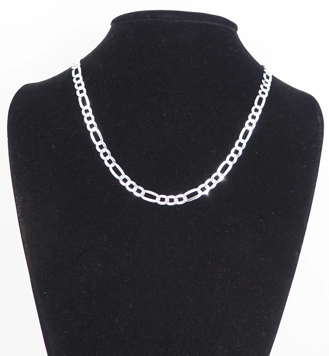 MST MST 925 Sterling Silver Figaro Necklace 6.8mm 20in Flat FIG160-20 — product photo