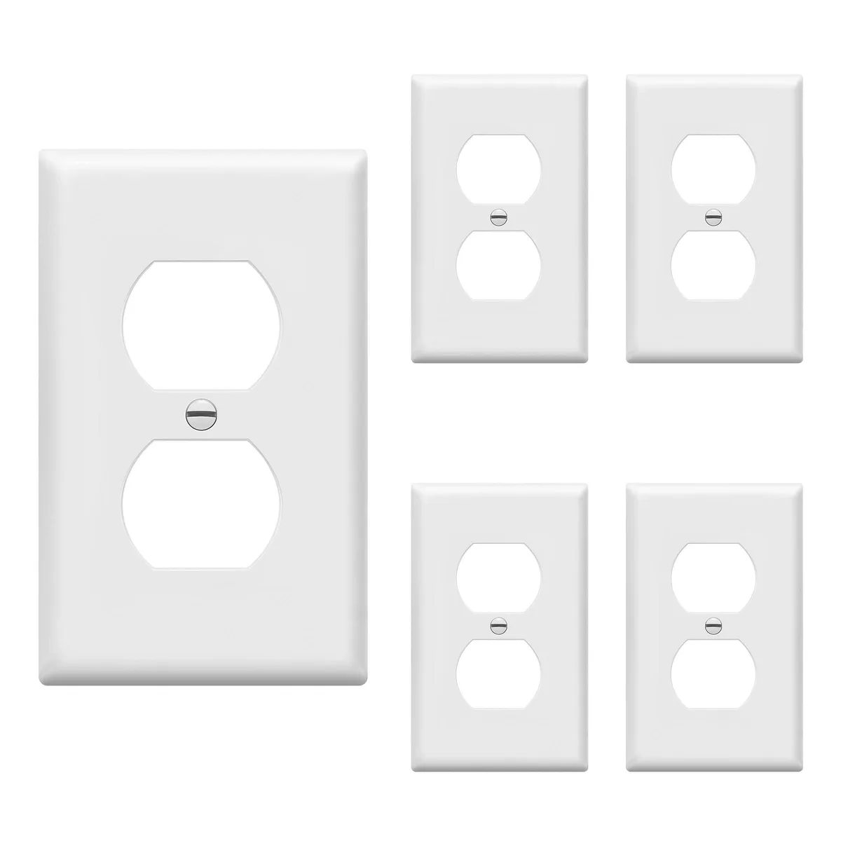 White rectangular switch plate, smooth finish, standard size, pack of five