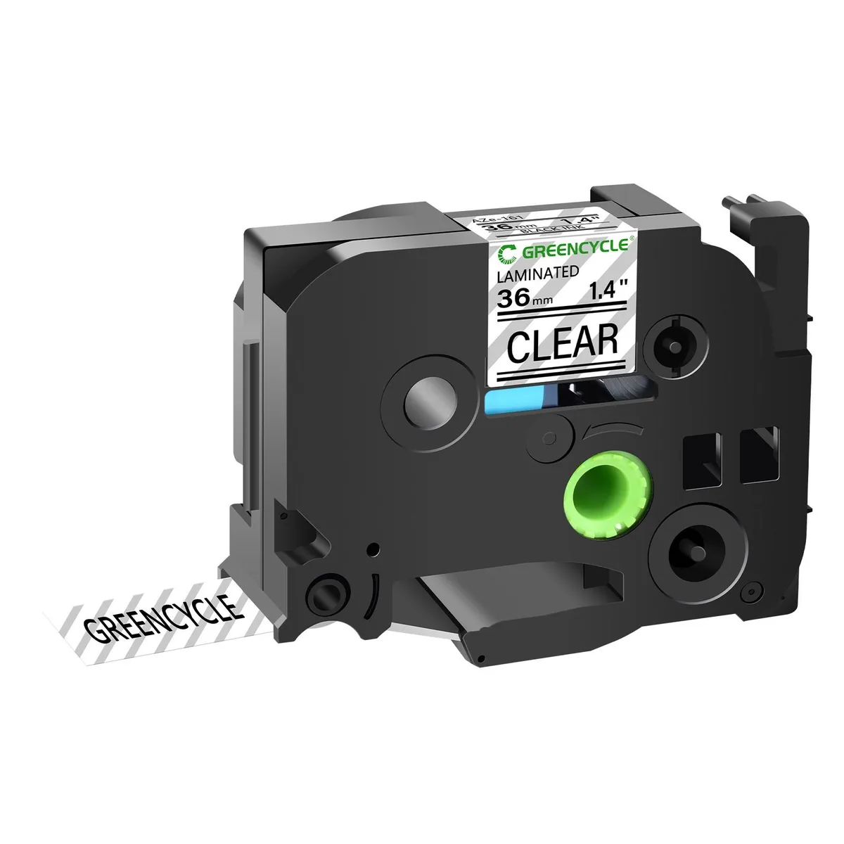 GREENCYCLE GREENCYCLE TZe-161 36mm 1.4" Black on Clear label tape — product photo