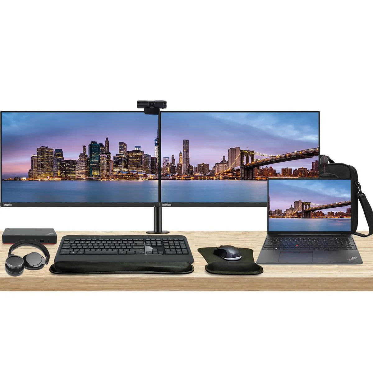 Lenovo Lenovo ThinkPad E16 16" Ryzen 5 7530U 8GB 256GB SSD Bundle with 2×24" Monitors — product photo