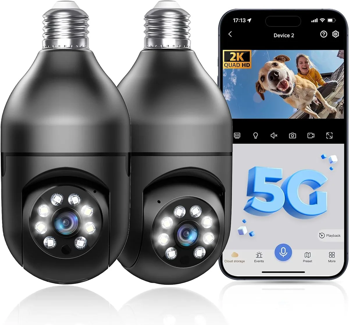 White light-bulb camera with E26 E27 base and 360 degree lens