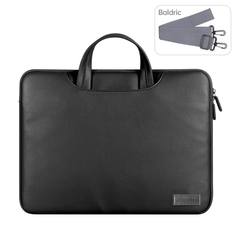 allentian allentian Waterproof PU Laptop Inner Bag 13 / 14 inch Black accessory — product photo