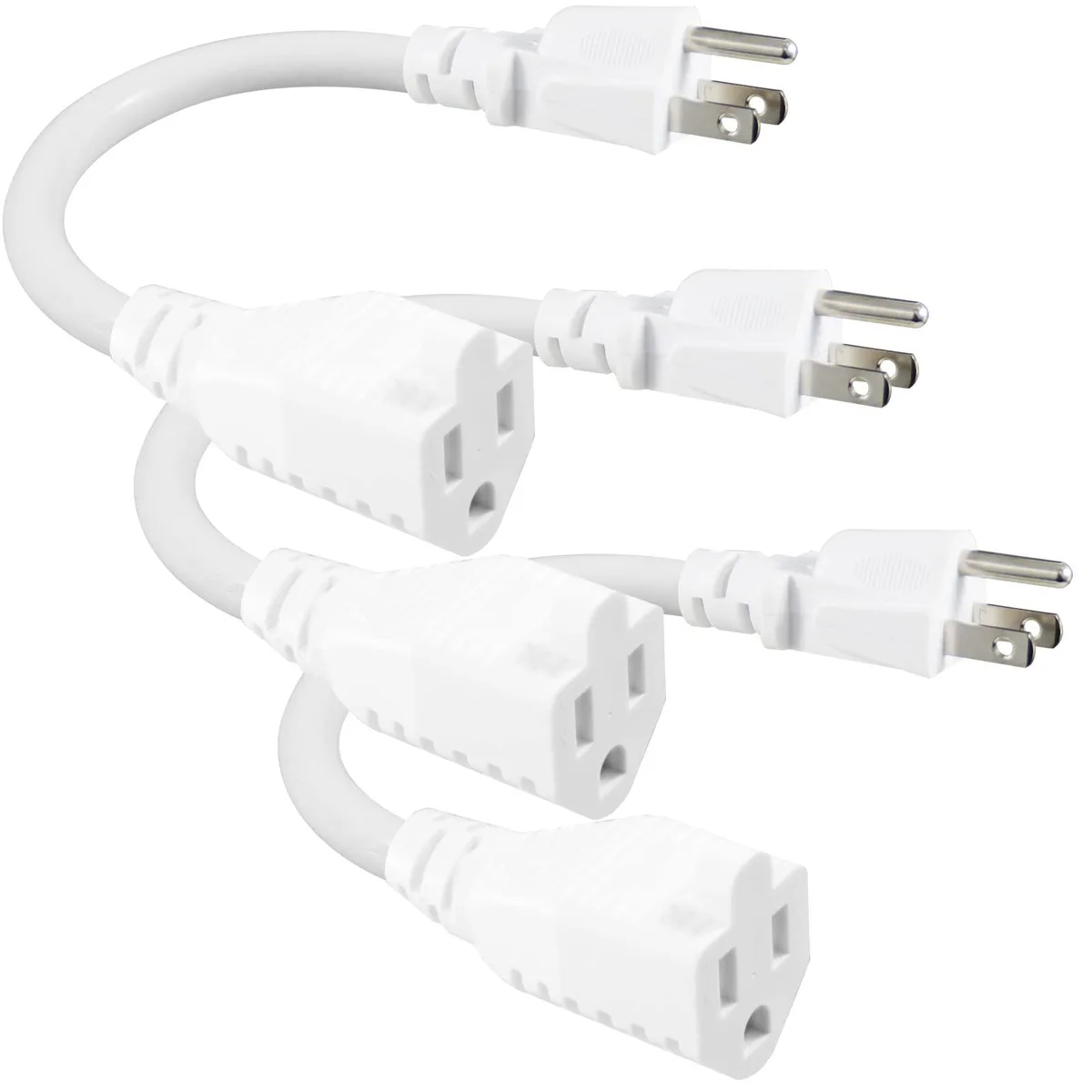  SPARKING 3-Pack White 6-Inch 3-Prong Power Extension Cord 16AWG 13A 125V — product photo