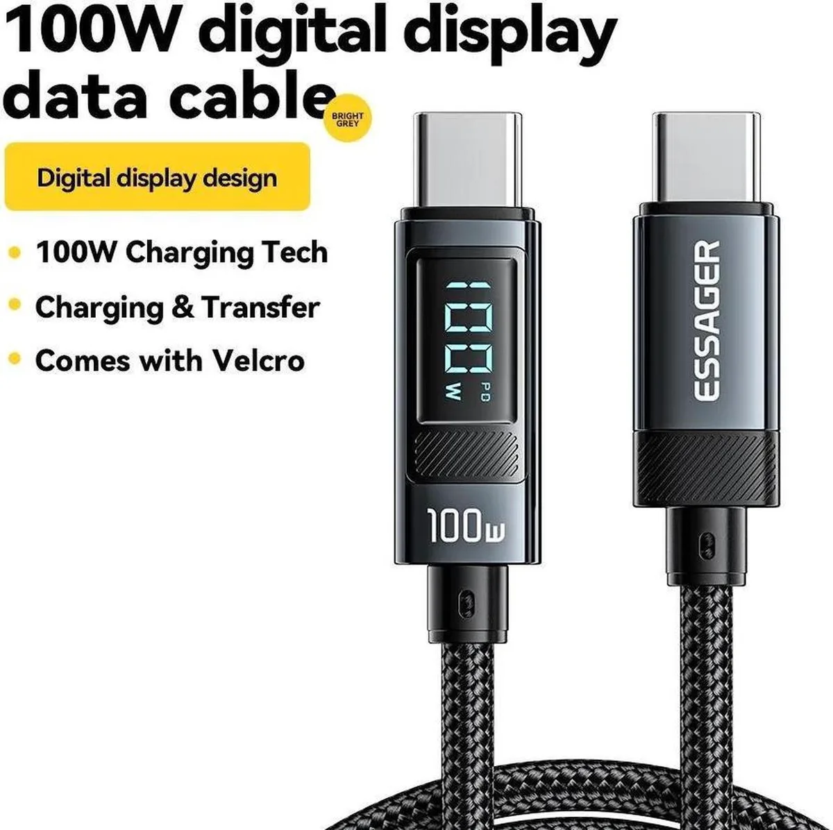 SMUGDESK SMUGDESK USB-C to USB-C Cable with LED Display 100W 3.3ft 2-Pack — product photo