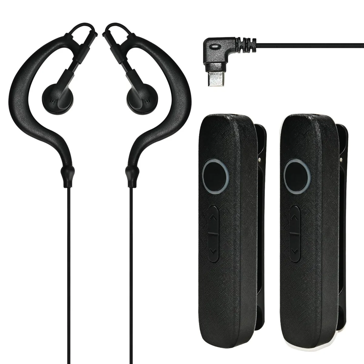 Bipra Bipra 2 in 1 accessory walkie talkie earpiece set 400-470MHz 16ch 0.5W Type-C 12h 48h standby 360° clip Black — product photo