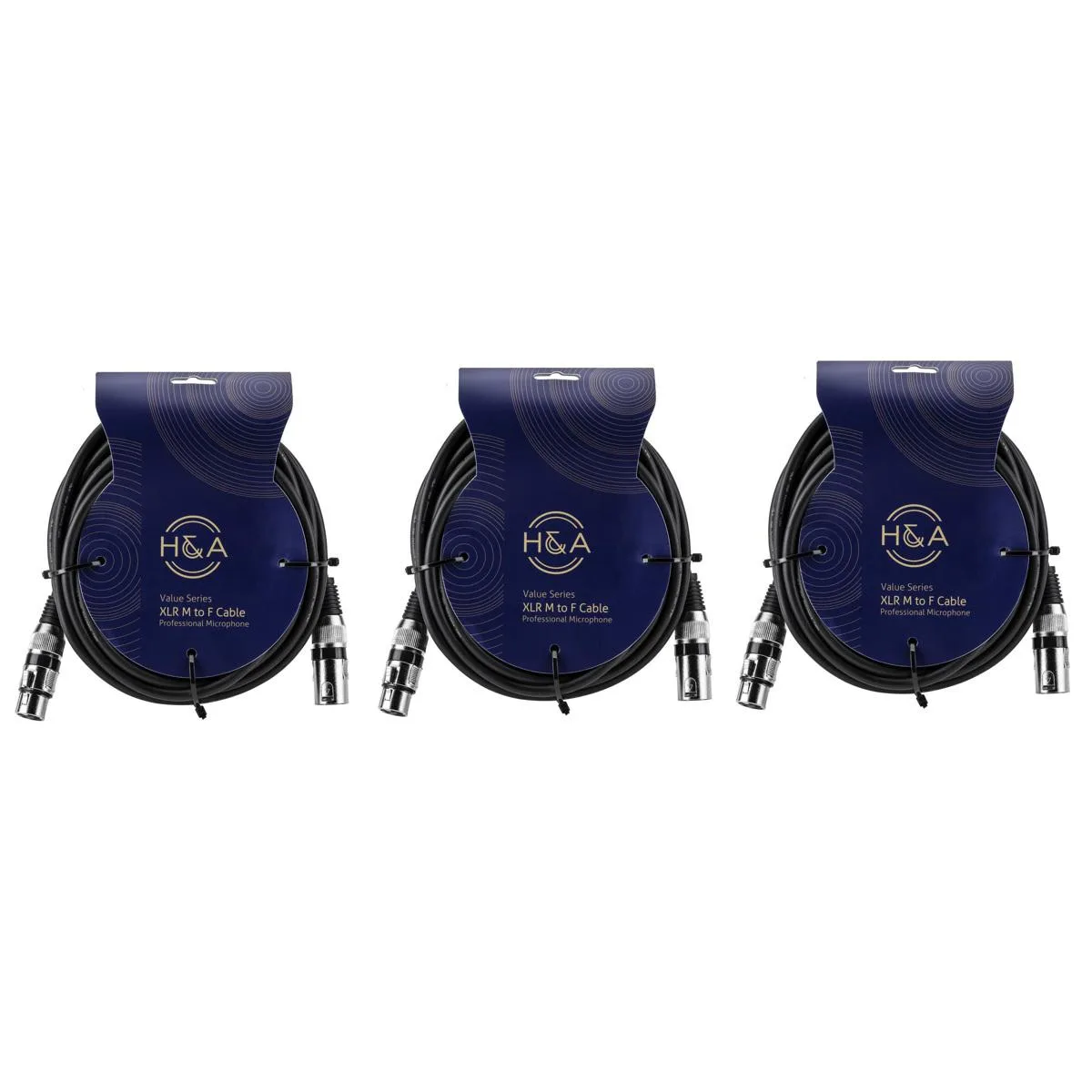 Hammer Anvil Hammer Anvil 3-pack XLR male to female microphone cable 25 ft — product photo