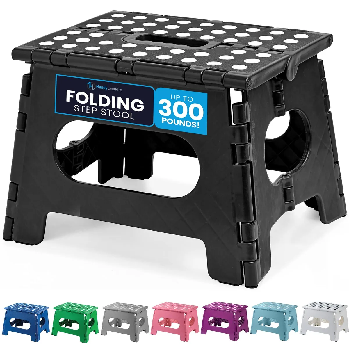  Handy Laundry 5111 9-inch Folding Step Stool Black 300 lbs — product photo