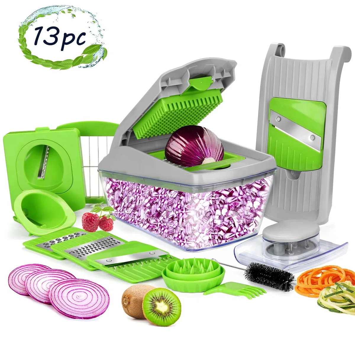 FITNATE FITNATE 13pcs Vegetable Spiralizer Mandoline Slicer Grey 10.63x4.48x4.72in — product photo