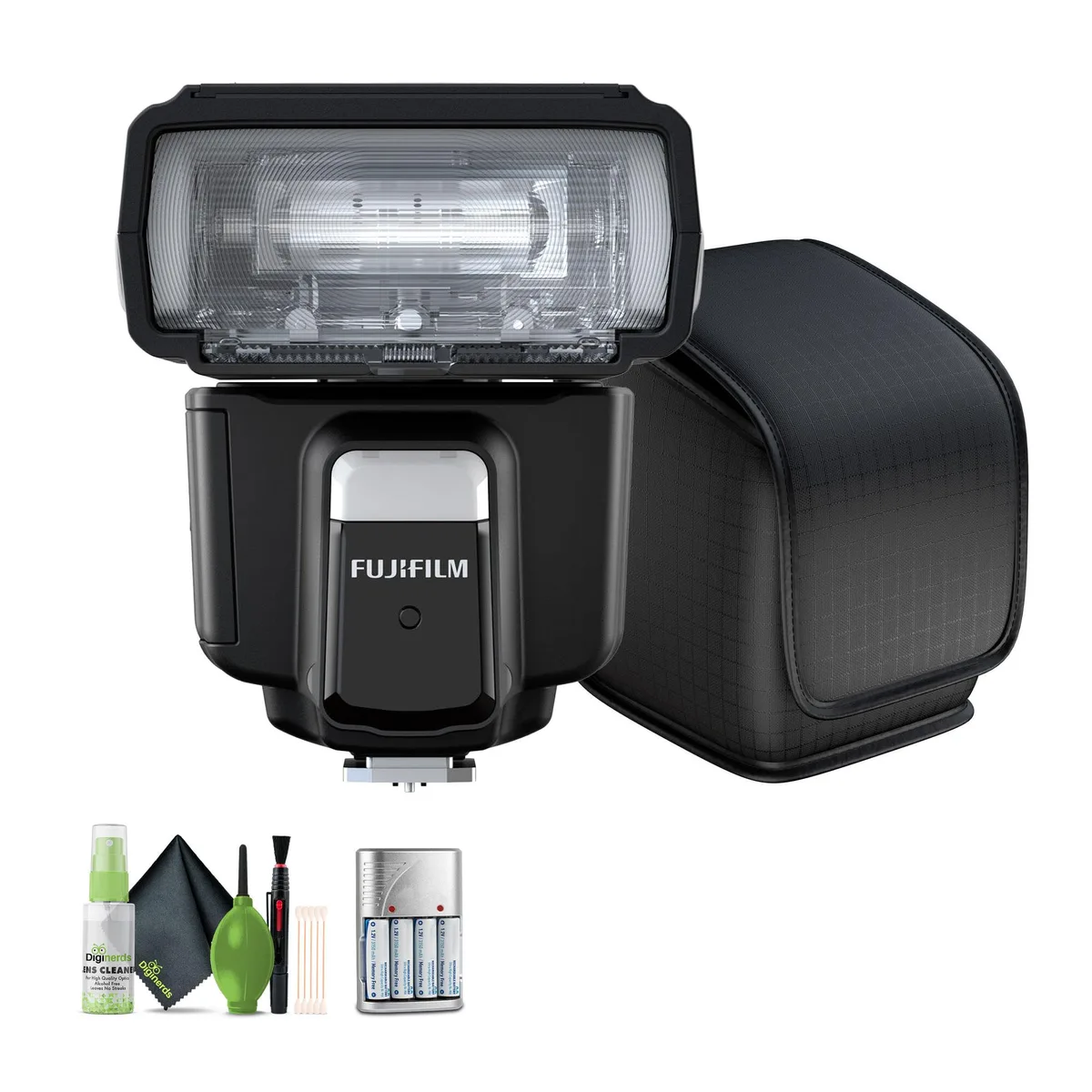 FUJIFILM FUJIFILM EF-60 Shoe Mount Flash + Cleaning Kit + 4xAA Charger — product photo