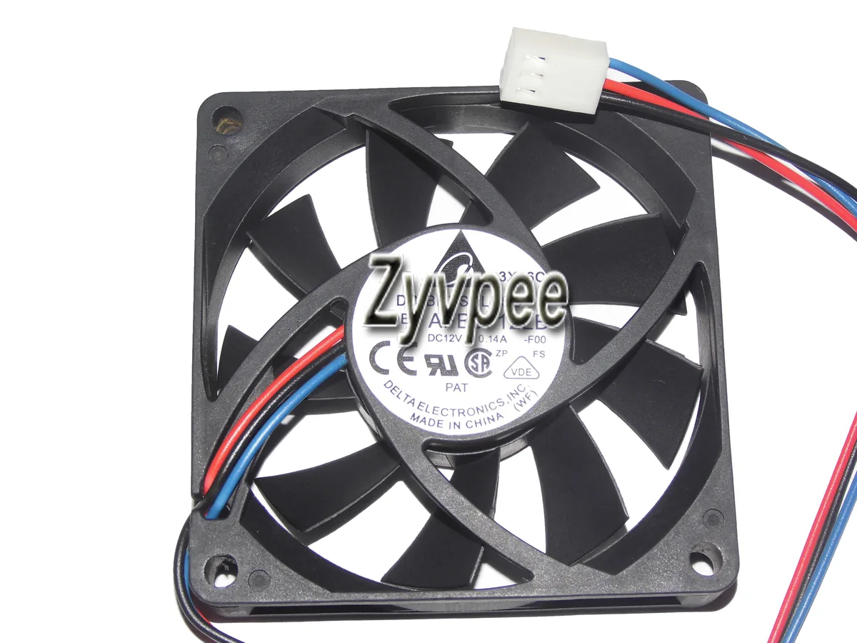 Zyvpee Zyvpee AFB0712LB 7015 70mm 12V .14A 3-pin ball-bearing case fan — product photo