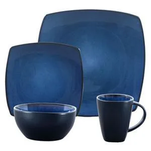 Gibson Gibson 6863216 SoHo Lounge Stoneware Blue 16pc dinnerware set — product photo