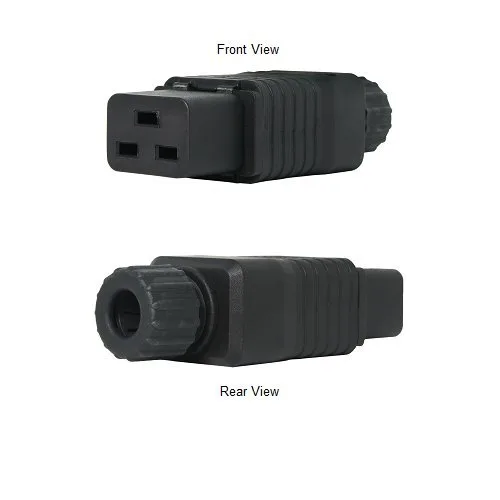 Two black IEC C19 female power connectors, screw terminals, 60g total
