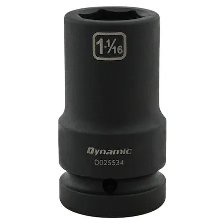 Black phosphate 1-inch drive deep socket with laser-etched markings