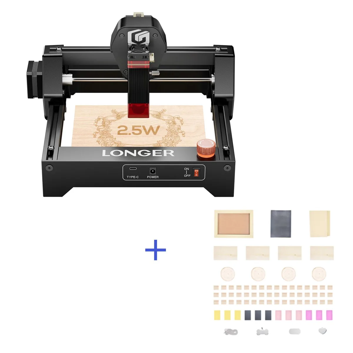 LONGER LONGER RAY5 Mini 2.5W Laser Engraver with Consumables Kit — product photo