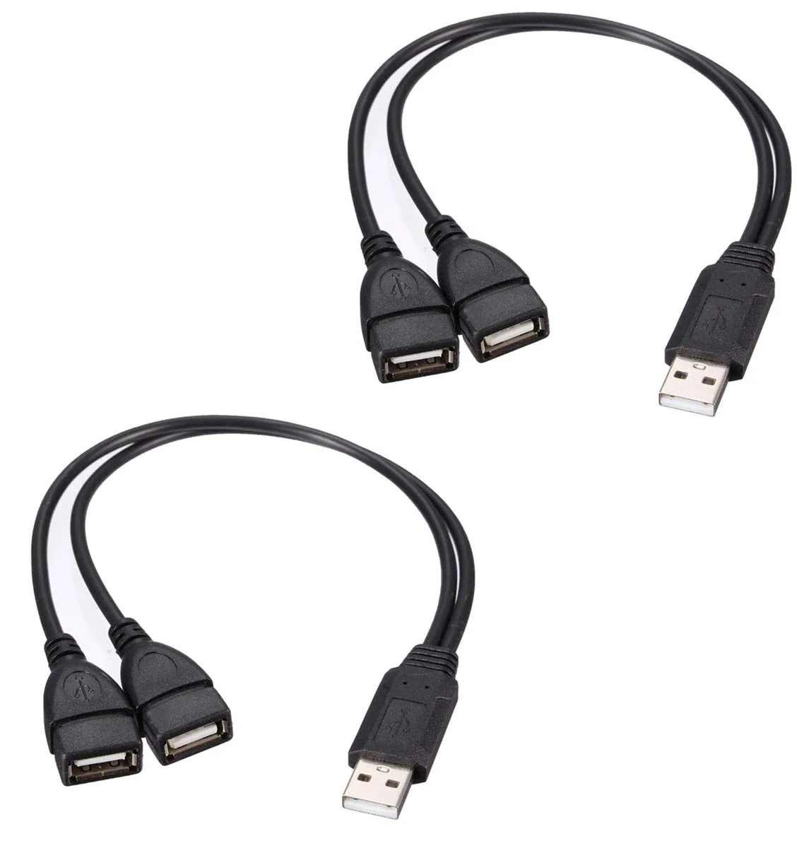 BUCIER BUCIER USB 2.0 Y Splitter Cable 2 Pack 40cm 1.3ft 480Mbps — product photo