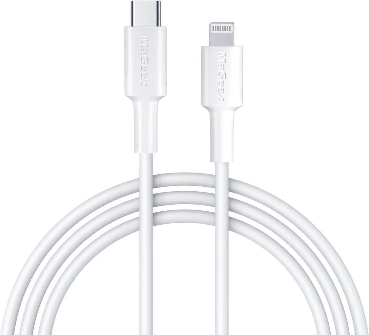White USB-C to Lightning cable 1.8m length