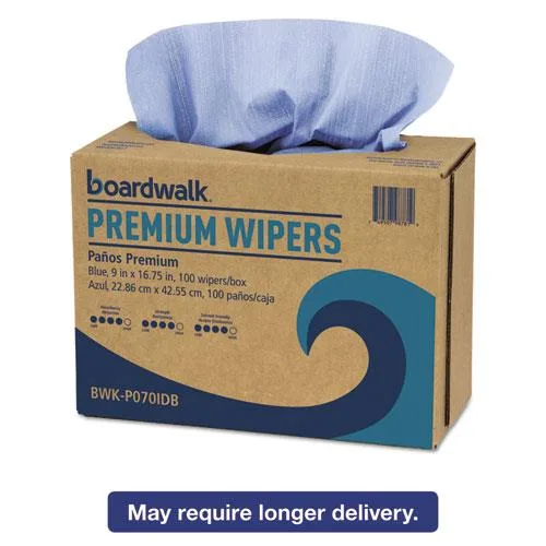 Boardwalk Boardwalk BWK-P070IDB Hydrospun Wipers Blue 10 Pack Dispensers 100 Count — product photo