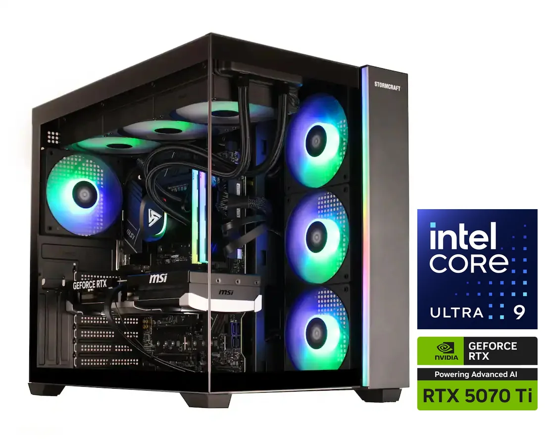 STORMCRAFT STORMCRAFT FA28500CC-57TN1 gaming PC Core Ultra 9 285 RTX 5070 Ti 32GB DDR5 2TB NVMe — product photo