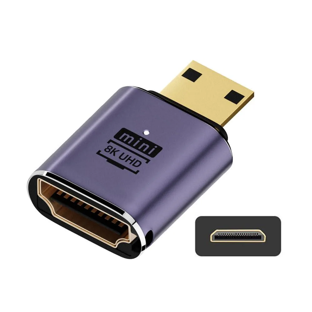 LORDWORLD LORDWORLD Mini HDMI Male to HDMI 2.1 Female Adapter 8K 60Hz Gold — product photo