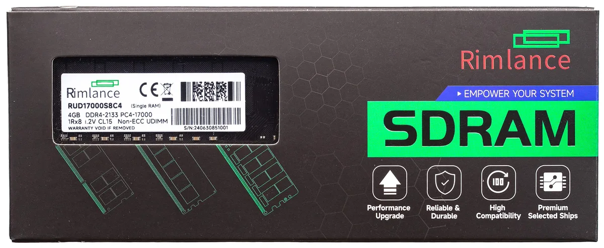 RIMLANCE RIMLANCE RUD17000S8C4 4GB DDR4 2133MHz CL15 desktop RAM — product photo