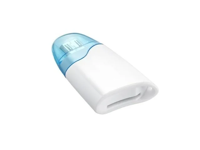 White USB 2.0 MicroSD card reader with micro-USB OTG connector