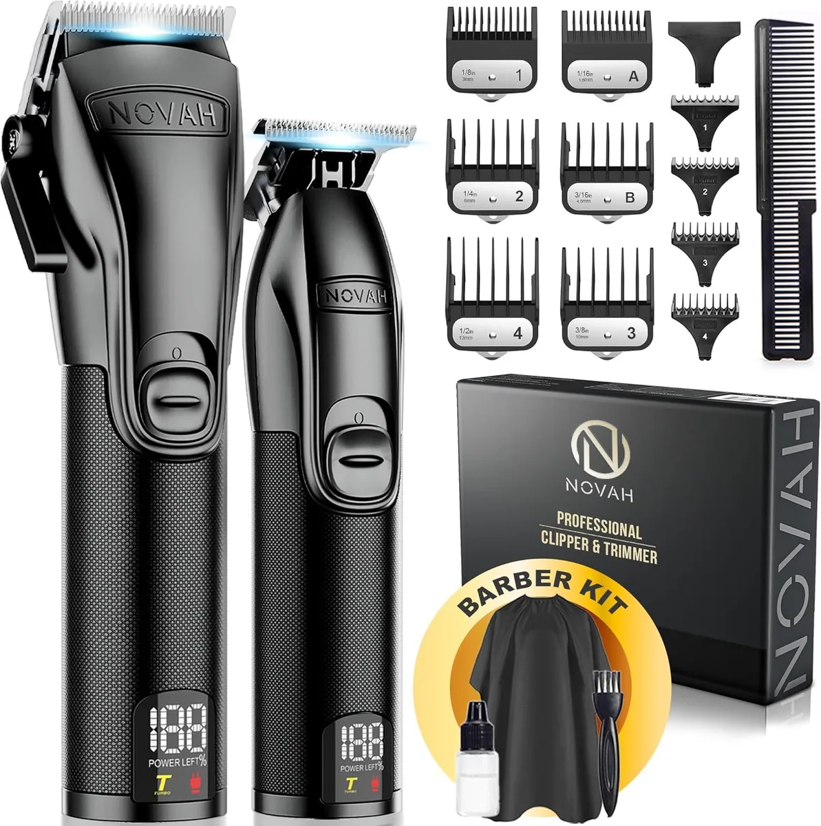 TAURKENAM Novah cordless clipper and trimmer set with guards and accessories