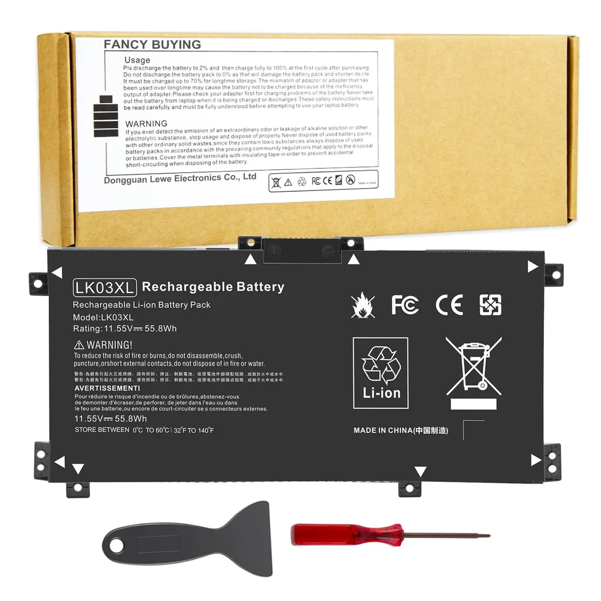  HP Envy X360 LK03XL 55.8Wh 11.55V laptop battery — product photo