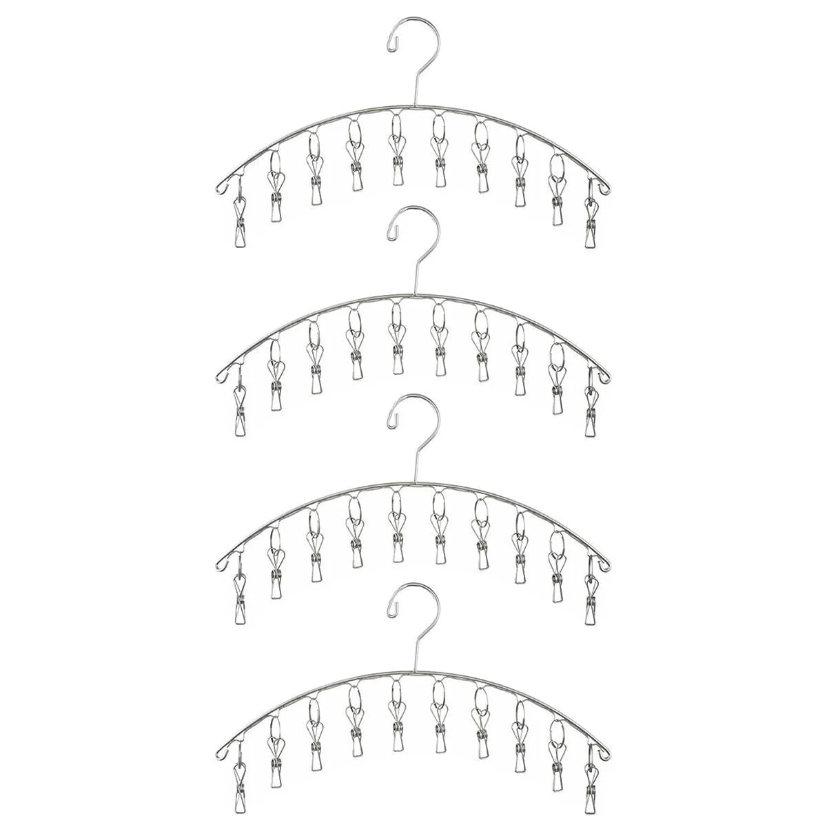 Stainless steel drying rack with ten clips, set of four