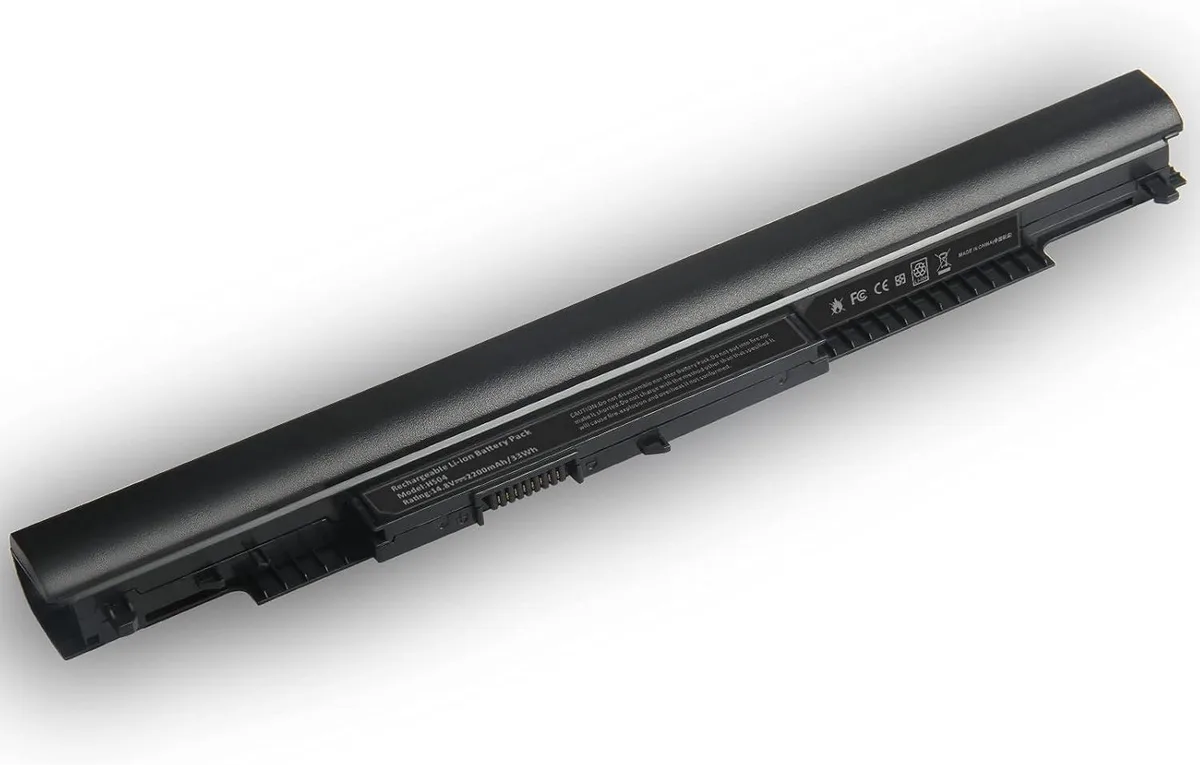 Rectangular black lithium-ion laptop battery with label showing 33Wh 14.8V
