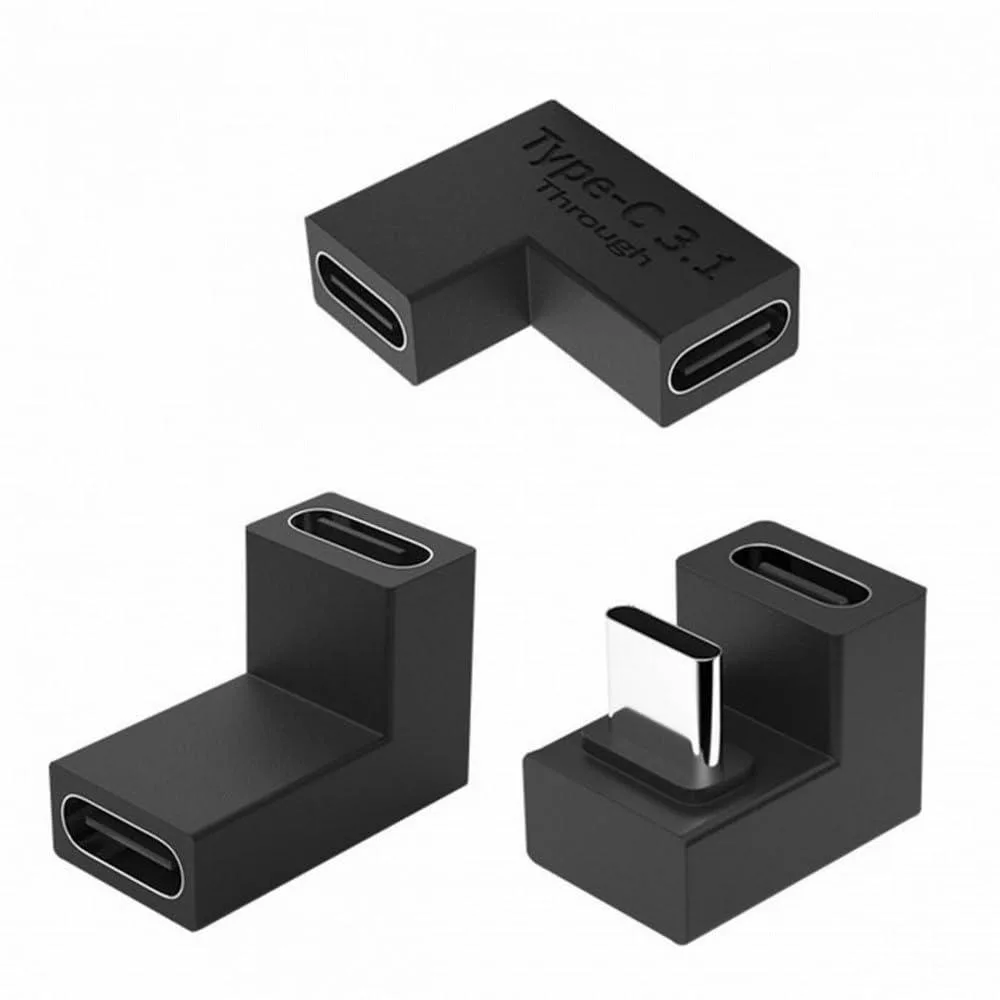 Fervit Fervit USB 3.1 Type C Male to Female Adapter 3pcs Set 10Gbps 100W PD Right Angled — product photo