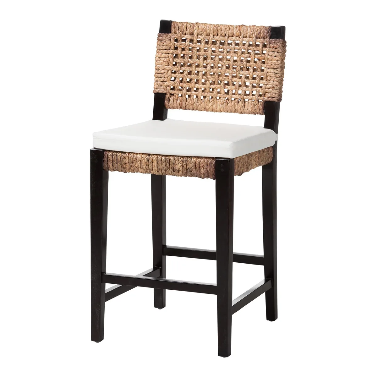 Baxton Studio Baxton Studio Alise Counter Stool Dark Brown Mahogany Banana Fiber 24.2 Seat Height — product photo