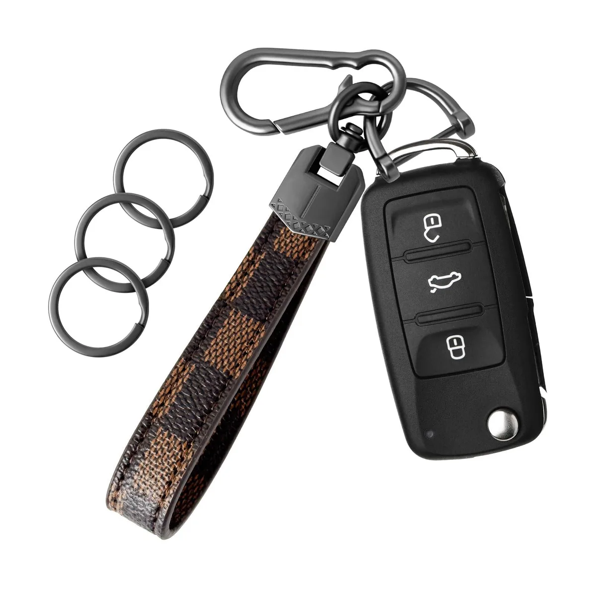  Viator Gear CFCK01 Keyholder Grid Brown Leather Carabiner D-Ring — product photo