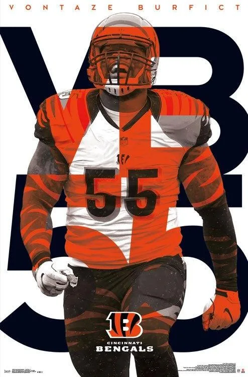 Cincinnati Bengals Vontaze Burfict poster print 22 x 34 inches on heavy paper