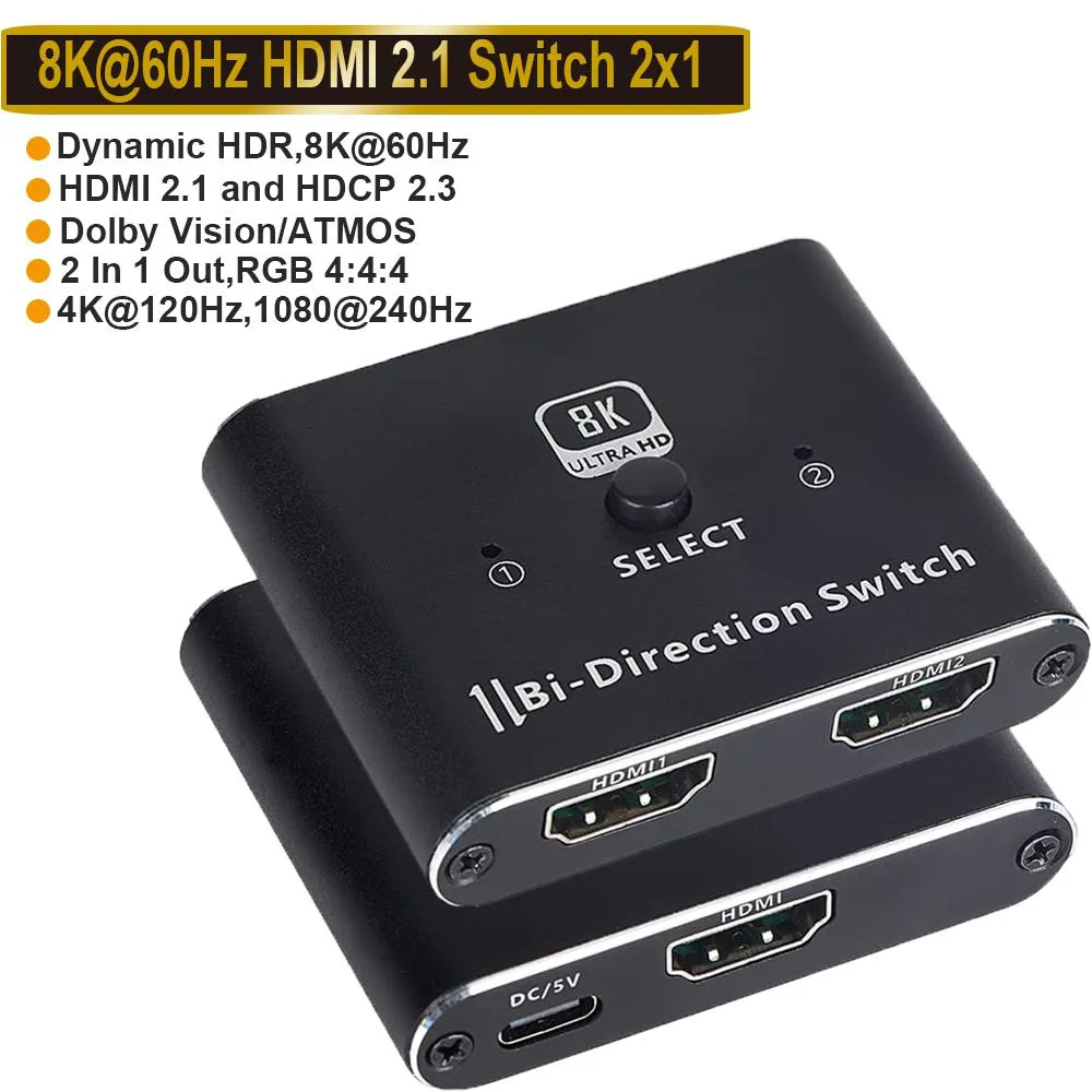 Jansicotek Jansicotek OZ8AB 48Gbps 2-Port 8K HDMI 2.1 Bi-Directional Switch — product photo