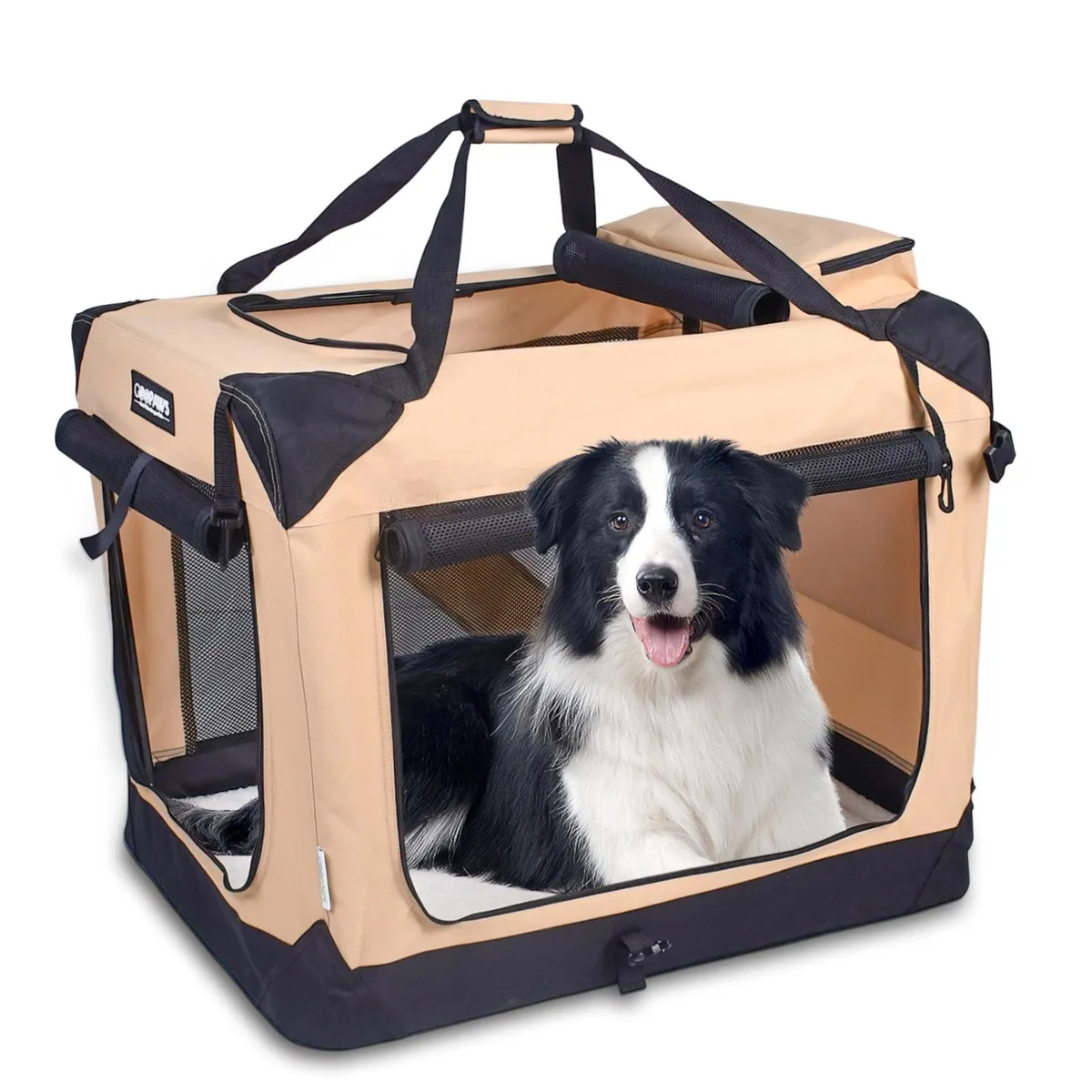 Jespet Inc Jespet Inc Folding Soft Pet Crate 3-Door Medium Beige 36x24x27 600D — pet - litter — product photo