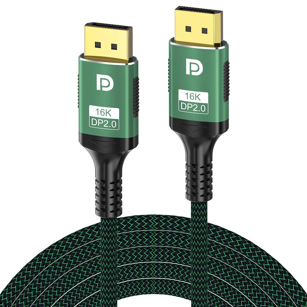Jansicotek Jansicotek TJ-A285 DisplayPort 2.0 cable 3.3 ft 80 Gbps 16K@60Hz green — product photo