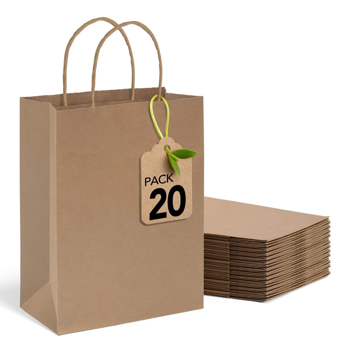  MESHA Brown Paper Bags 8x4.25x10.5 Inch 20 Pack — product photo