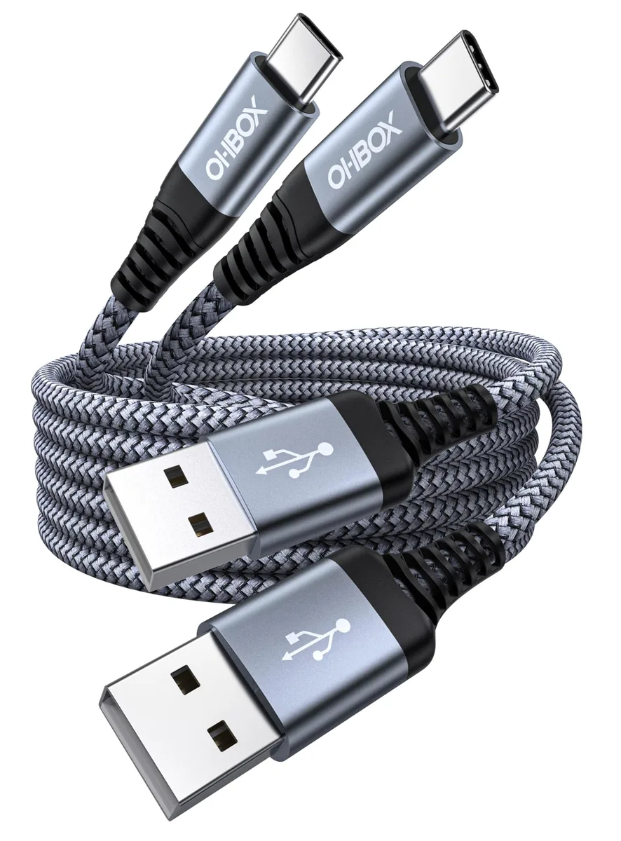 ohbox USB-A to USB-C Cable 60W 6ft 2-Pack Grey — product photo