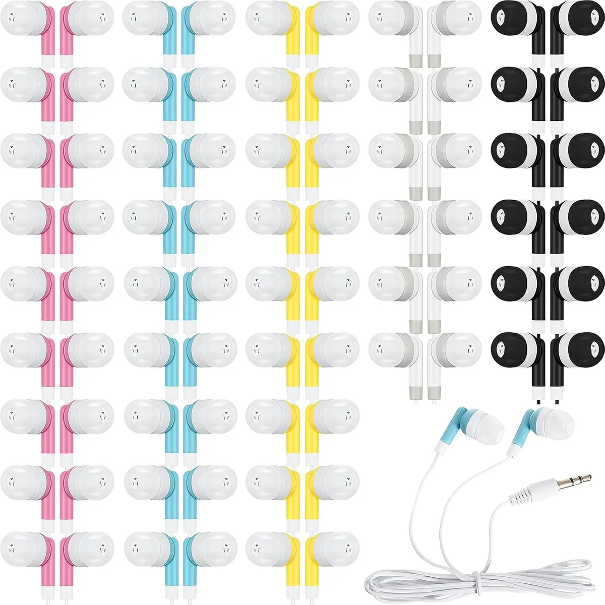 YINGHUA YINGHUA 100 Pcs Wired Earbuds Multicolor 3.5 mm — product photo