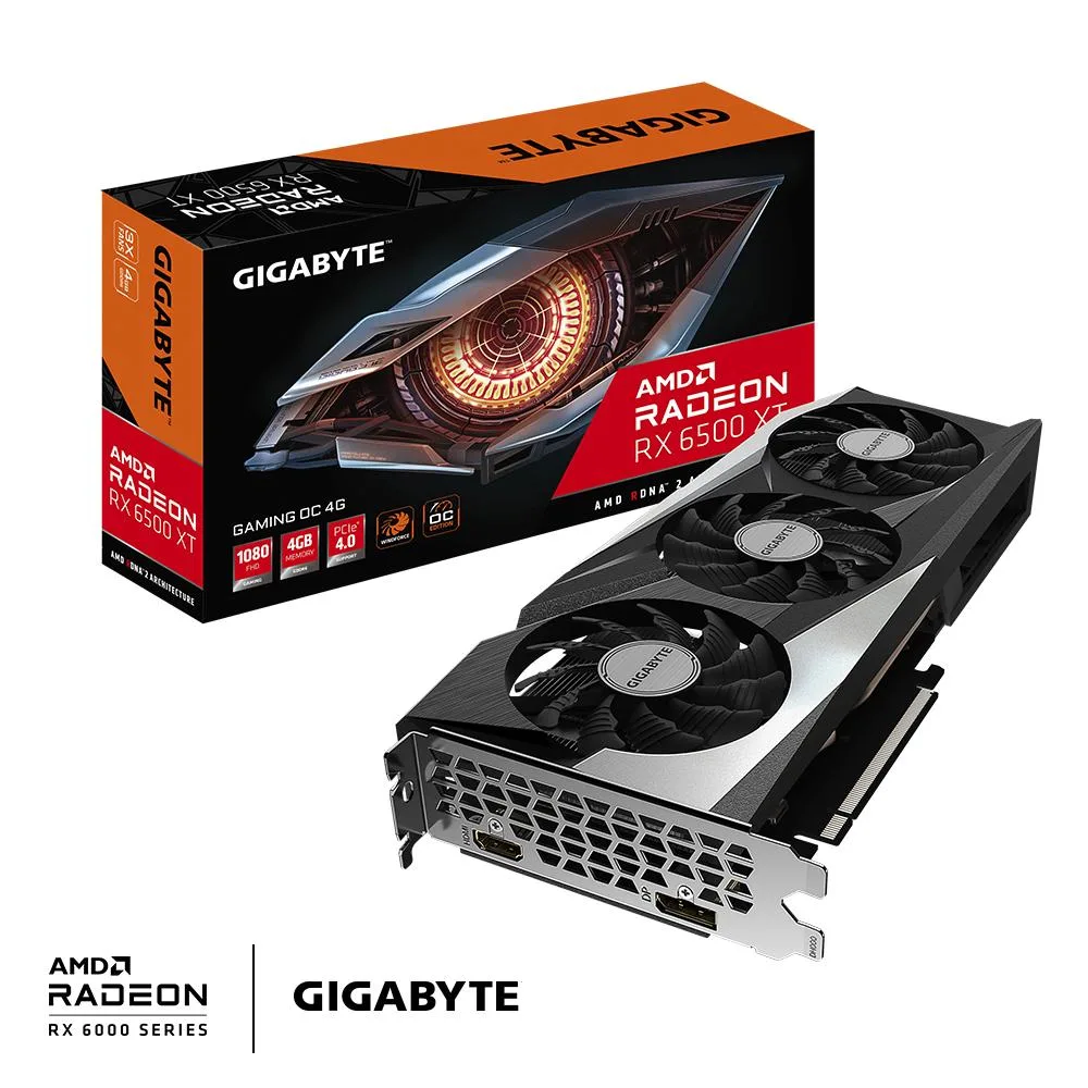GIGABYTE GIGABYTE Radeon RX 6500 XT GAMING OC 4GB GDDR6 graphics card — product photo